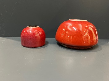 Seven Chinese copper-red- and flamb&eacute;-glazed water pots and brush washers, 19/20th C.