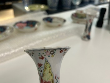 Nine Chinese famille rose 'tobacco leaf' wares, Qianlong