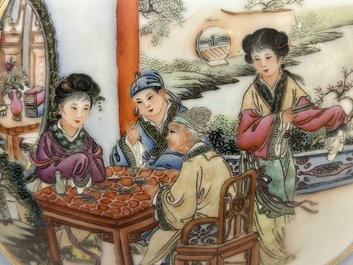 A Chinese famille rose lavender-blue-ground bottle vase, Qianlong mark, Republic