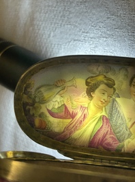 An oval gilt-silver-mounted polychrome Meissen porcelain snuff-box and cover, Germany, 3rd quarter 18th C.