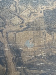 Volger van Zhu Derun 朱德潤 (1294-1365): 'Berglandschap', inkt op zijde, gedateerd 1364