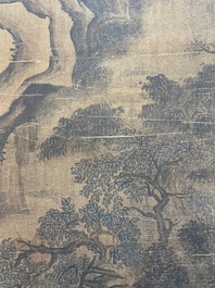 Volger van Zhu Derun 朱德潤 (1294-1365): 'Berglandschap', inkt op zijde, gedateerd 1364