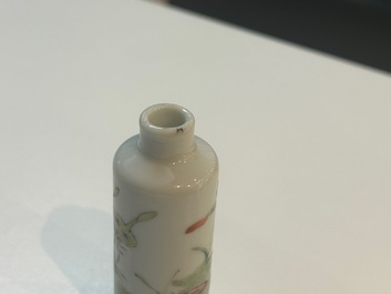 Five Chinese famille rose 'grasshopper' and 'butterfly' snuff bottles, 19/20th C.