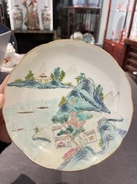 Twee paar Chinese famille rose borden, Daoguang en Qing Hua Zhen Pin 清華珍品 merk, 19/20e eeuw