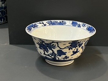 A Chinese blue and white bowl with floral 'four seasons' decoration, Chenghua mark, Kangxi