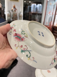 Twee paar Chinese famille rose borden, Daoguang en Qing Hua Zhen Pin 清華珍品 merk, 19/20e eeuw