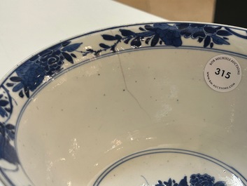 A Chinese blue and white bowl with floral 'four seasons' decoration, Chenghua mark, Kangxi