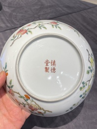 A pair of Chinese famille rose 'immortals' plates, Shen De Tang 慎德堂製 mark, 19th C.