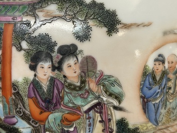 A Chinese famille rose lavender-blue-ground bottle vase, Qianlong mark, Republic