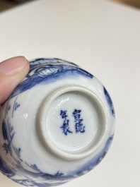 Een diverse collectie blauw-wit Chinees porselein, 19/20e eeuw