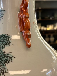 A Chinese qianjiang cai vase with musicians and scholars, signed Zhou Ding 周鼎, dated 1915