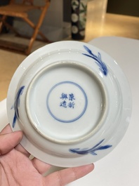 Een diverse collectie blauw-wit Chinees porselein, 19/20e eeuw