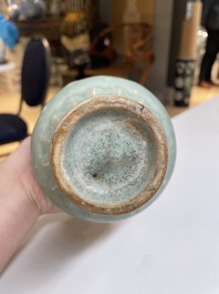 A Chinese Longquan celadon bottle vase, Yuan/Ming