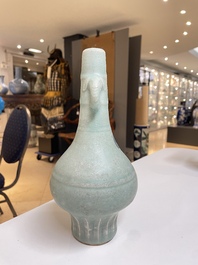 A Chinese Longquan celadon bottle vase, Yuan/Ming