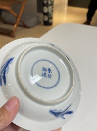 Een diverse collectie blauw-wit Chinees porselein, 19/20e eeuw