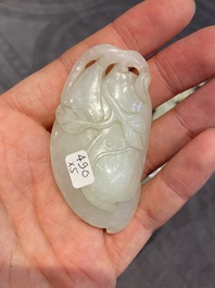 Cinq sculptures en jade blanc et c&eacute;ladon, Chine, Qing/R&eacute;publique