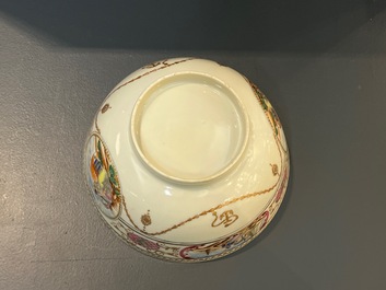 Een Chinese grisaille kan met 'De Opstanding' en een kom voor de Amerikaanse markt, Qianlong