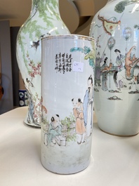 Quatre vases en porcelaine de Chine qianjiang cai, 19/20&egrave;me