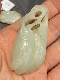 Cinq sculptures en jade blanc et c&eacute;ladon, Chine, Qing/R&eacute;publique