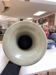 A Chinese celadon-glazed 'lotus scroll' vase, Qianlong