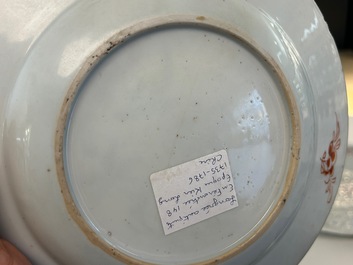 Five Chinese famille rose plates, Yongzheng/Qianlong