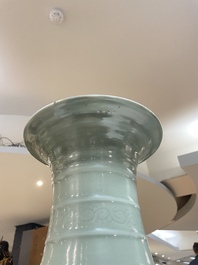 A Chinese celadon-glazed 'lotus scroll' vase, Qianlong