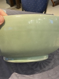 A Chinese Longquan celadon bowl with underglaze floral design, Ming
