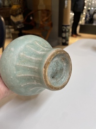 A Chinese Longquan celadon bottle vase, Yuan/Ming