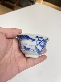 Een diverse collectie blauw-wit Chinees porselein, 19/20e eeuw