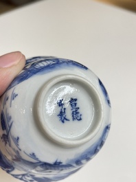 Een diverse collectie blauw-wit Chinees porselein, 19/20e eeuw