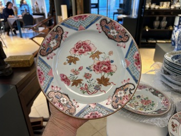 Five Chinese famille rose plates, Yongzheng/Qianlong