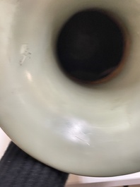 A Chinese celadon-glazed 'lotus scroll' vase, Qianlong