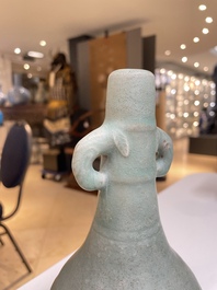 A Chinese Longquan celadon bottle vase, Yuan/Ming