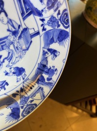 14 Chinese blauw-witte en verte-Imari borden, Kangxi/Qianlong
