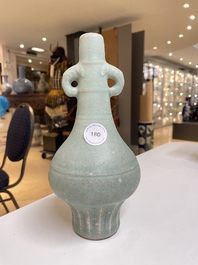 A Chinese Longquan celadon bottle vase, Yuan/Ming