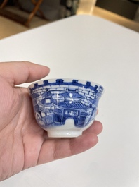 Een diverse collectie blauw-wit Chinees porselein, 19/20e eeuw