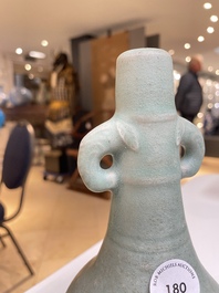 A Chinese Longquan celadon bottle vase, Yuan/Ming