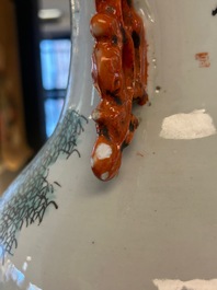 A Chinese qianjiang cai vase with musicians and scholars, signed Zhou Ding 周鼎, dated 1915