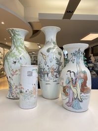 Quatre vases en porcelaine de Chine qianjiang cai, 19/20&egrave;me