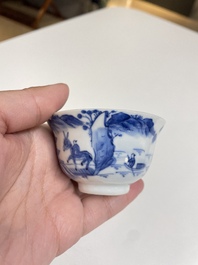 Een diverse collectie blauw-wit Chinees porselein, 19/20e eeuw