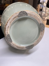 A Chinese celadon-glazed 'lotus scroll' vase, Qianlong