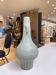 A Chinese Longquan celadon bottle vase, Yuan/Ming