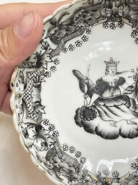 Six Chinese famille rose and grisaille export porcelain wares, Qianlong