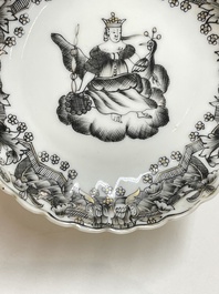 Six Chinese famille rose and grisaille export porcelain wares, Qianlong