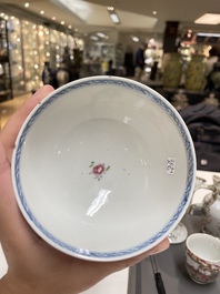 Six Chinese famille rose and grisaille export porcelain wares, Qianlong