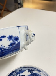 A pair of Chinese blue and white bowls and covers, Kangxi