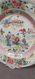 A Chinese famille rose dish and two plates, Yongzheng/Qianlong