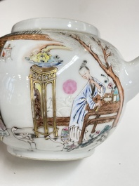 A fine Chinese famille rose 'narrative subject' teapot and cover, Yongzheng