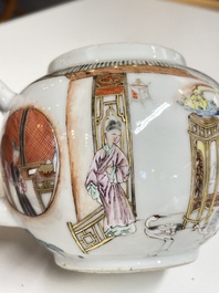 A fine Chinese famille rose 'narrative subject' teapot and cover, Yongzheng