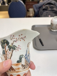 Six Chinese famille rose and grisaille export porcelain wares, Qianlong